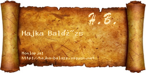 Hajka Balázs névjegykártya